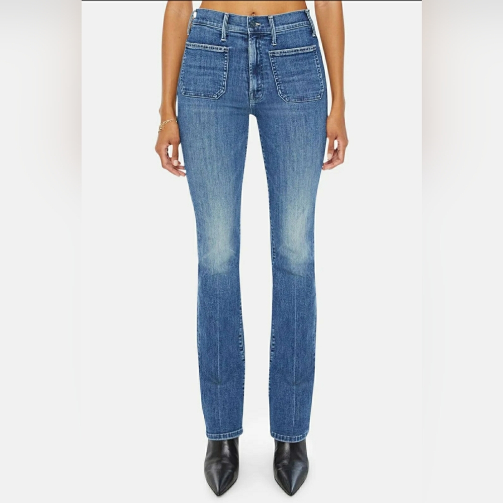 NWT MOTHER The Lil Patch Pocket Insider Sneak Jeans Caving In Size 23